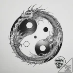 Tattoo sketch yin yang with dragon – tattoo sketch (№1757086932_0, 05.09.2025 15:42) — tattoovalue.net