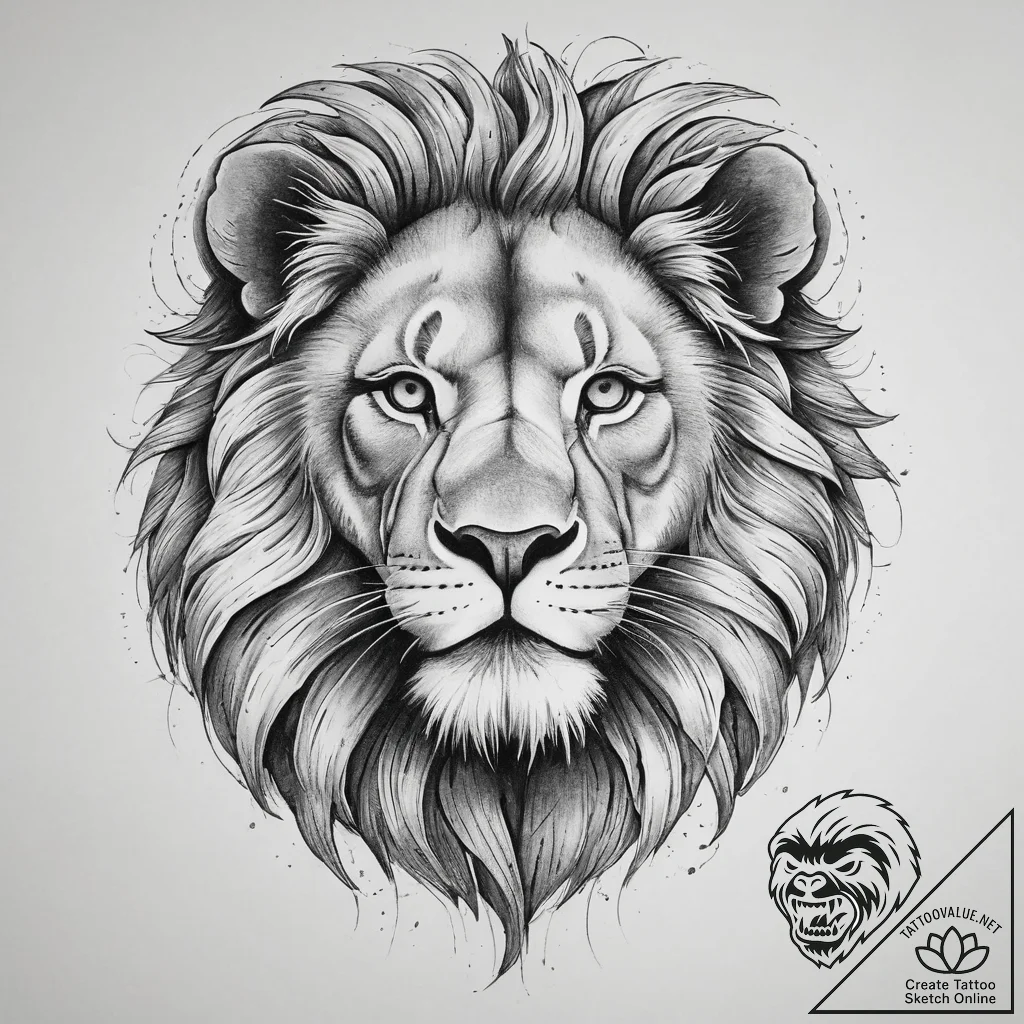 Tattoo sketch realistic портрет льва, tattoo... - tattoo sketch (№1757087336_0, 05.09.2025 15:48) — tattoovalue.net