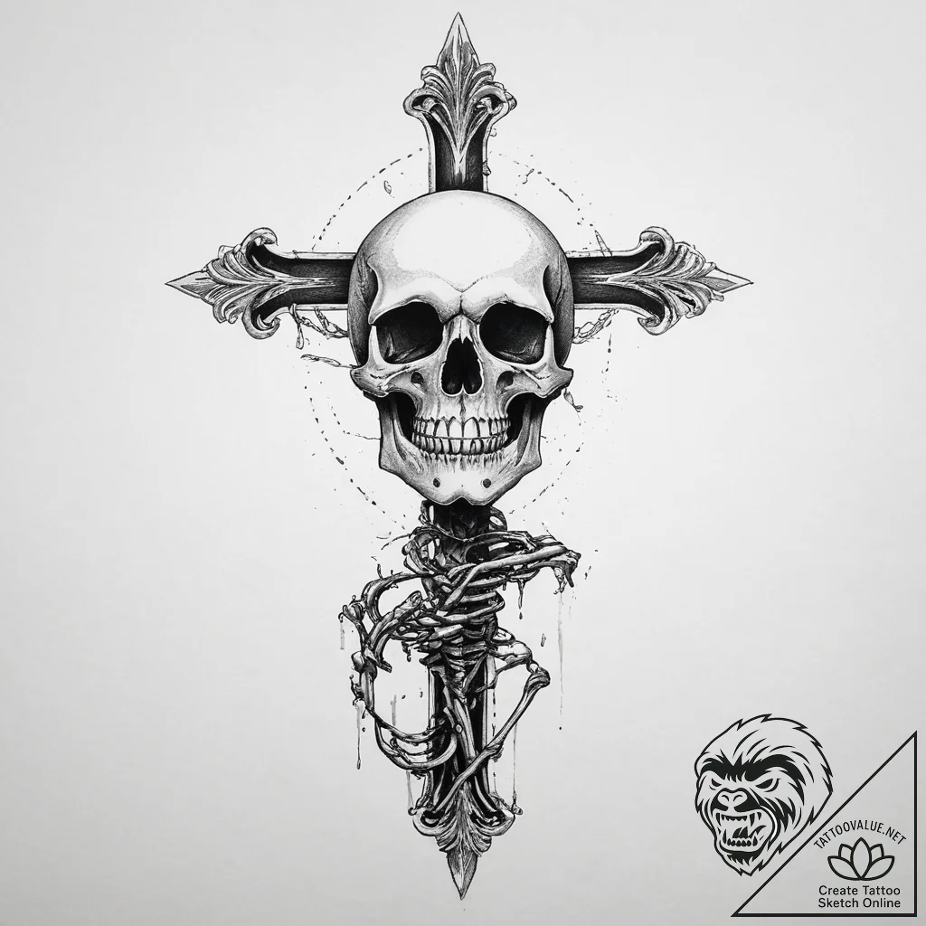 Tattoo sketch skeleton, ink illustration for... - tattoo sketch (№1757087741_0, 05.09.2025 15:55) — tattoovalue.net