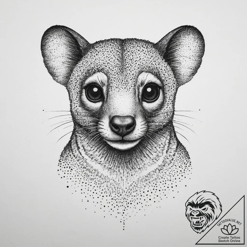 Tattoo sketch kinkajou, tattoo line art, dotw... - tattoo sketch (№1757087941_0, 05.09.2025 15:59) — tattoovalue.net