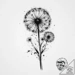 Tattoo sketch dandelion with seeds blowing aw… – tattoo sketch (№1757089356_0, 05.09.2025 16:22) — tattoovalue.net