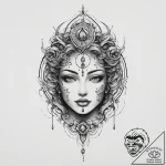 Tattoo sketch mystical portrayal, ink illustr… – tattoo sketch (№1757090553_0, 05.09.2025 16:42) — tattoovalue.net