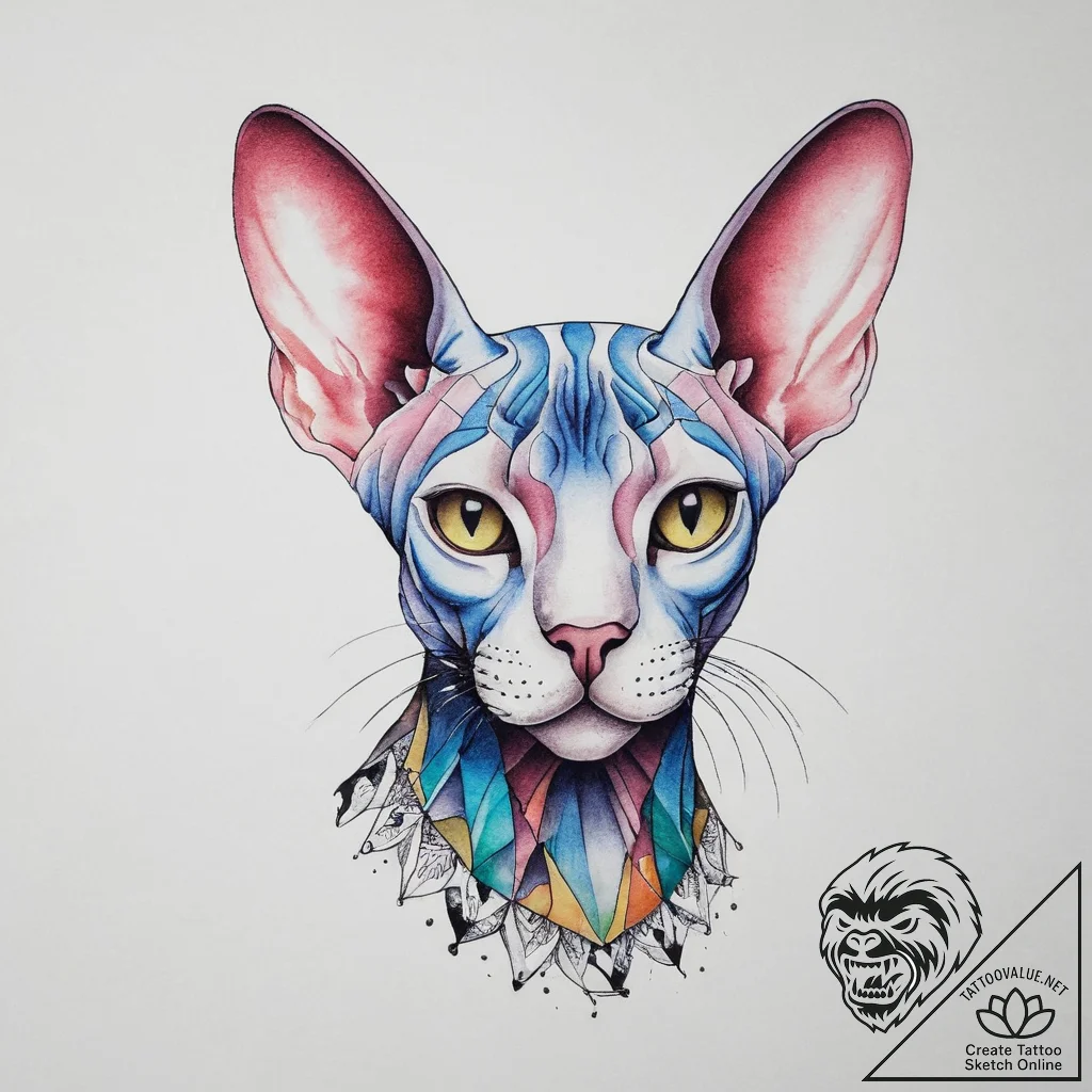 Tattoo sketch sphynx cat, tattoo sketch desig... - tattoo sketch (№1757090956_0, 05.09.2025 16:49) — tattoovalue.net