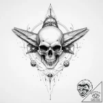 Tattoo sketch череп с космическим кораблем – tattoo sketch (№1757094970_0, 05.09.2025 17:56) — tattoovalue.net