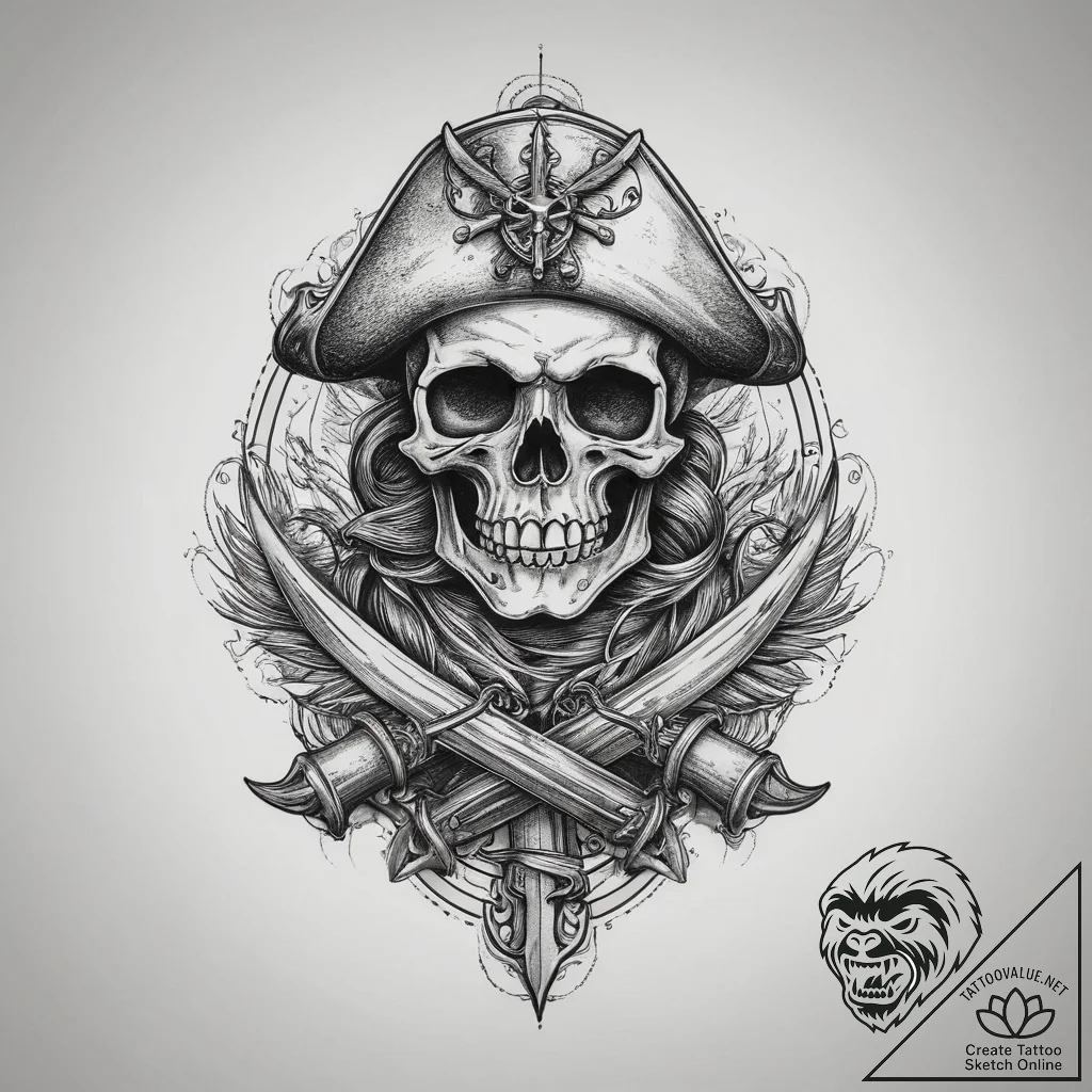 Tattoo sketch pirate tattoo, tattoo line art,... - tattoo sketch (№1757096177_0, 05.09.2025 18:16) — tattoovalue.net