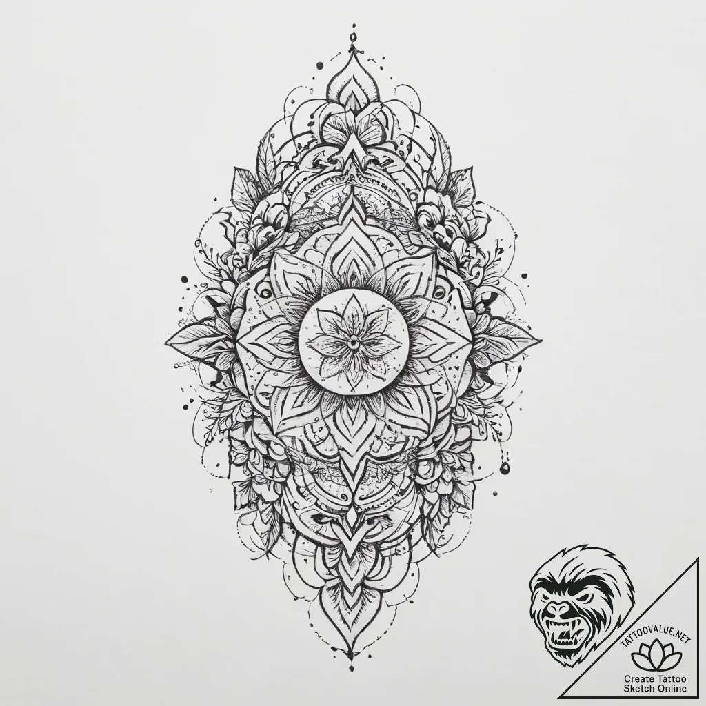 Tattoo sketch mystical spring, tattoo drawing... - tattoo sketch (№1757097185_0, 05.09.2025 18:33) — tattoovalue.net