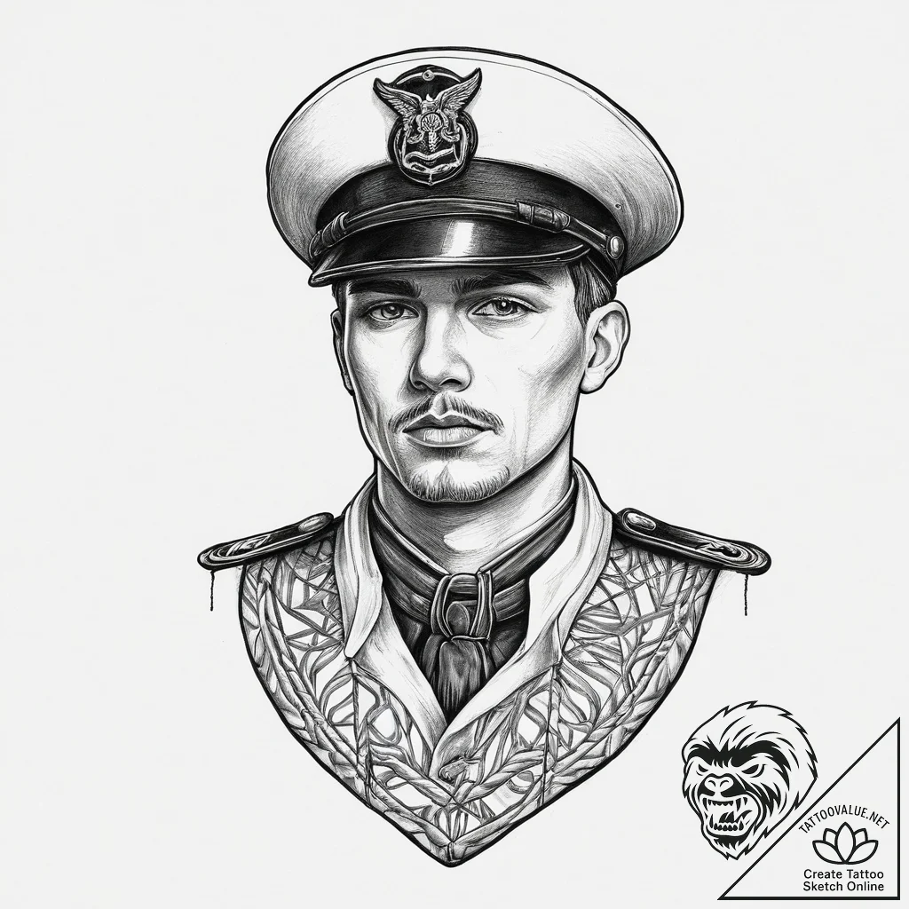 Tattoo sketch soldier with a thread, tattoo l... - tattoo sketch (№1757097390_0, 05.09.2025 18:36) — tattoovalue.net