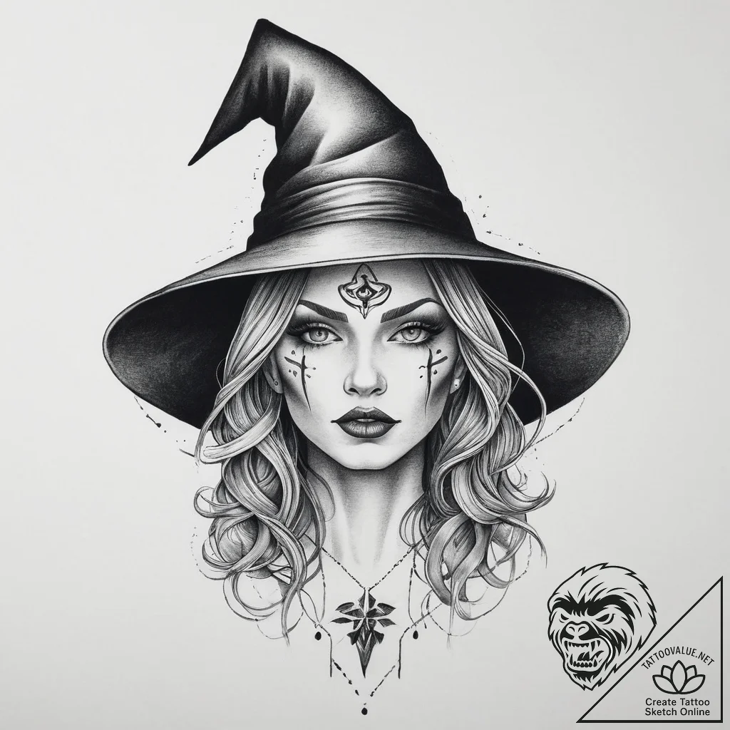 Tattoo sketch witch tattoo, tattoo line art,... - tattoo sketch (№1757098592_0, 05.09.2025 18:56) — tattoovalue.net
