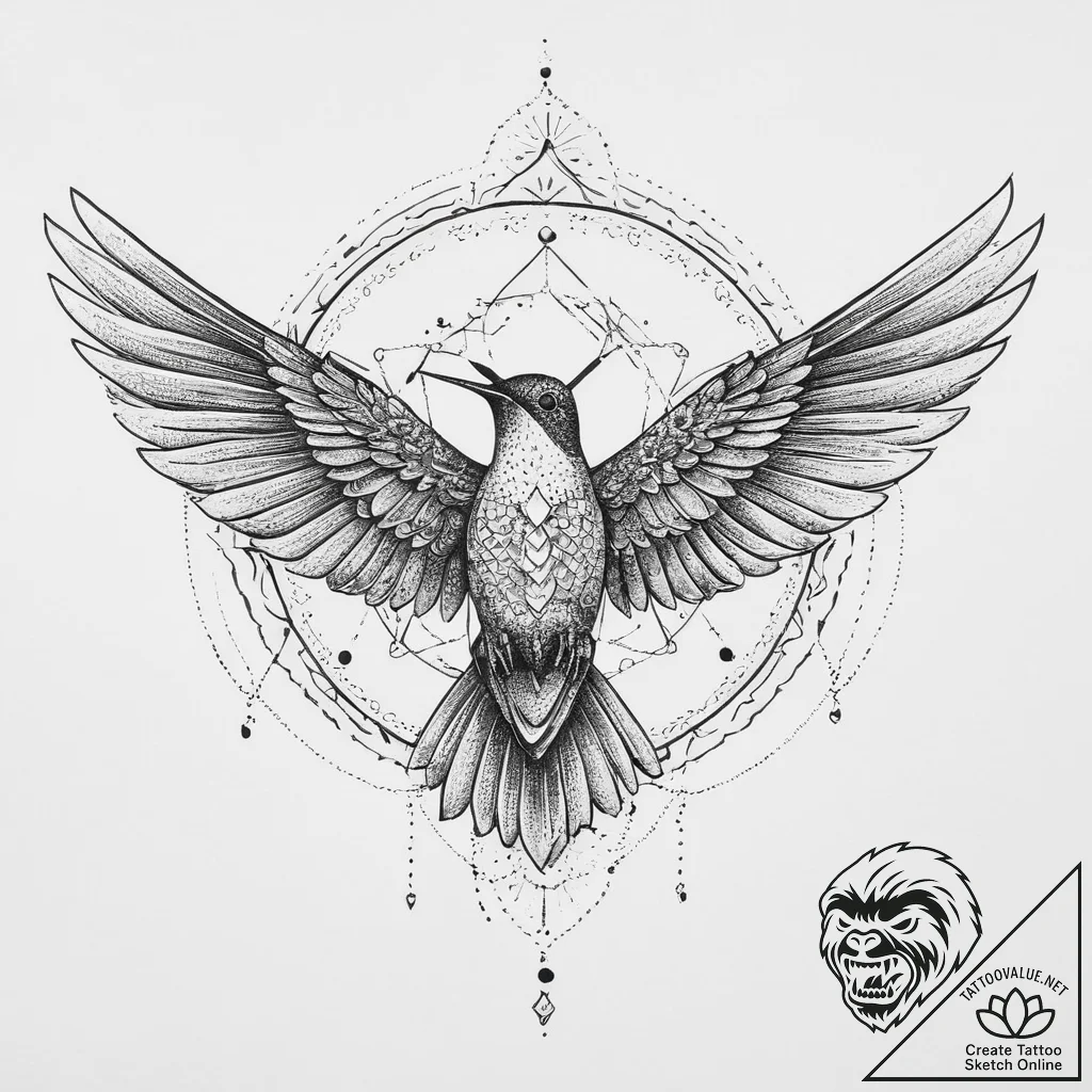 Tattoo sketch hummingbird wing, tattoo flash... - tattoo sketch (№1757100213_0, 05.09.2025 19:23) — tattoovalue.net