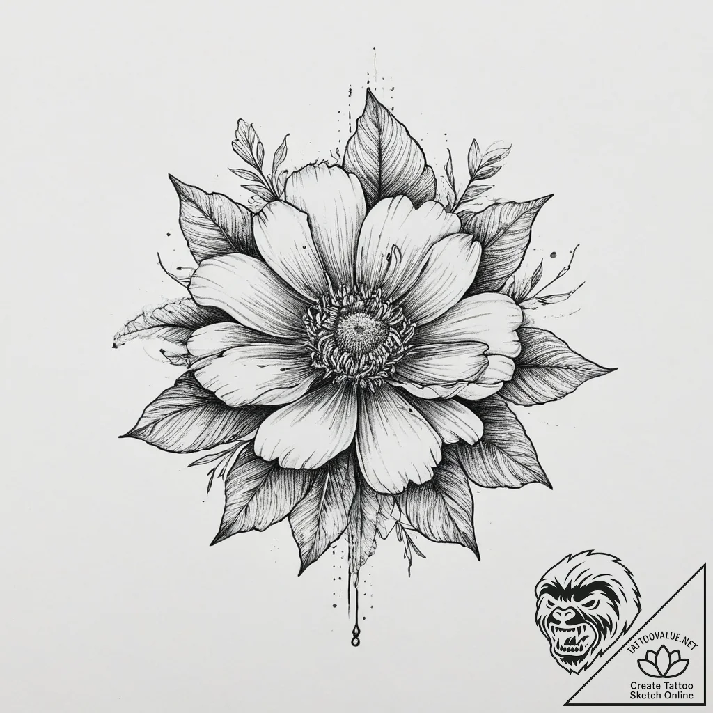 Tattoo sketch marigold, tattoo flash sheet de... - tattoo sketch (№1757100623_0, 05.09.2025 19:30) — tattoovalue.net