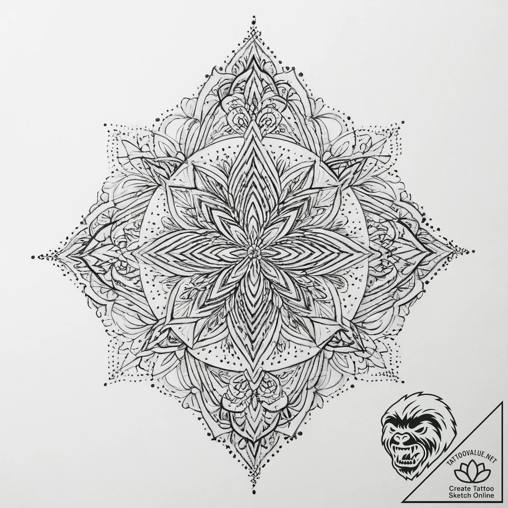 Tattoo sketch slavic embroidery pattern with... - tattoo sketch (№1757101019_0, 05.09.2025 19:36) — tattoovalue.net