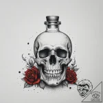 Tattoo sketch magic potion bottle with a skul… – tattoo sketch (№1757101826_0, 05.09.2025 19:50) — tattoovalue.net