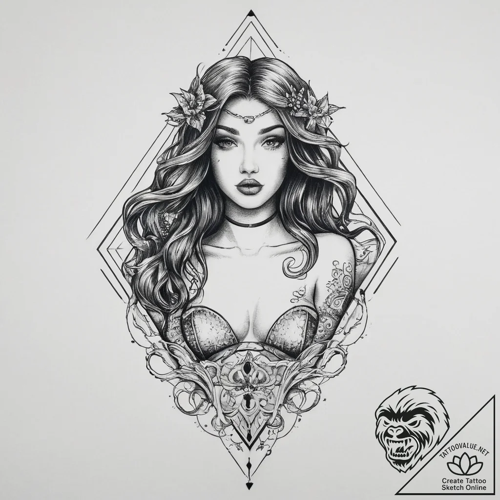 Tattoo sketch mermaid, tattoo drawing outline... - tattoo sketch (№1757102028_0, 05.09.2025 19:53) — tattoovalue.net