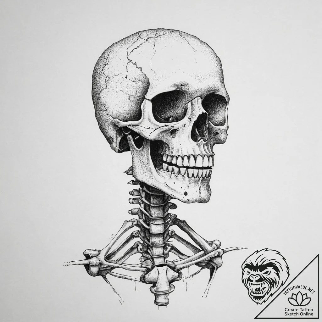 Tattoo sketch skeleton, tattoo drawing outlin... - tattoo sketch (№1757102422_0, 05.09.2025 20:00) — tattoovalue.net