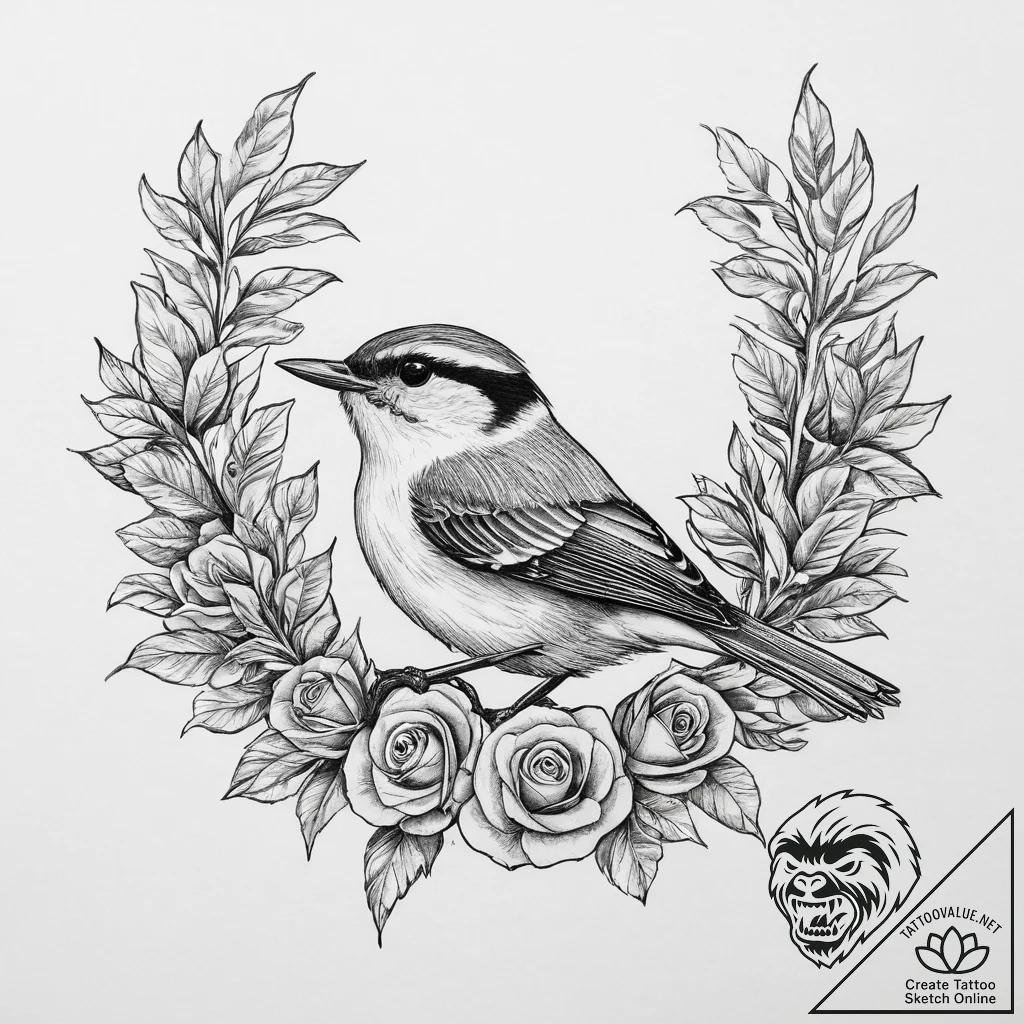 Tattoo sketch red-breasted nuthatch, tattoo d... - tattoo sketch (№1757103023_0, 05.09.2025 20:10) — tattoovalue.net