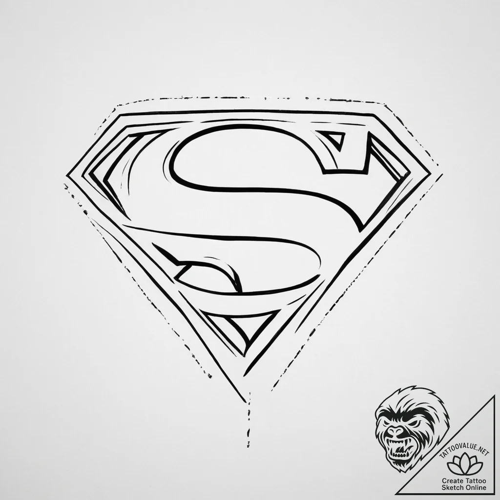 Tattoo sketch superman s-symbol - tattoo sketch (№1757103225_0, 05.09.2025 20:13) — tattoovalue.net