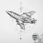 Tattoo sketch cosmic plane – tattoo sketch (№1757104038_0, 05.09.2025 20:27) — tattoovalue.net
