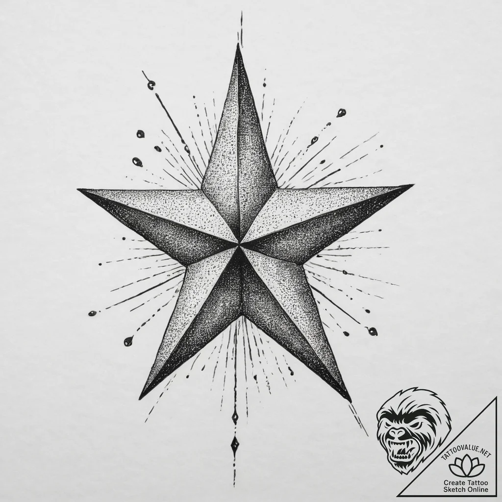 Tattoo sketch shooting star, artistic tattoo... - tattoo sketch (№1757105234_0, 05.09.2025 20:47) — tattoovalue.net