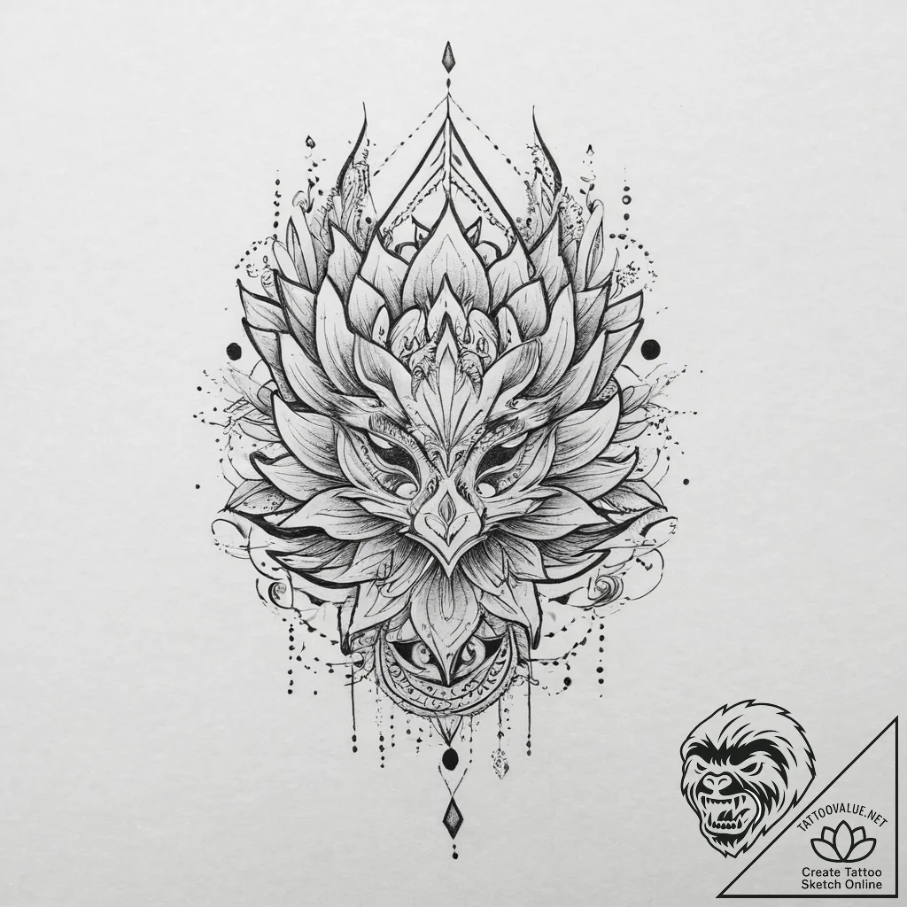 Conceptual, tattoo flash sheet design, on a c... - tattoo sketch (№1757105431_0, 05.09.2025 20:50) — tattoovalue.net
