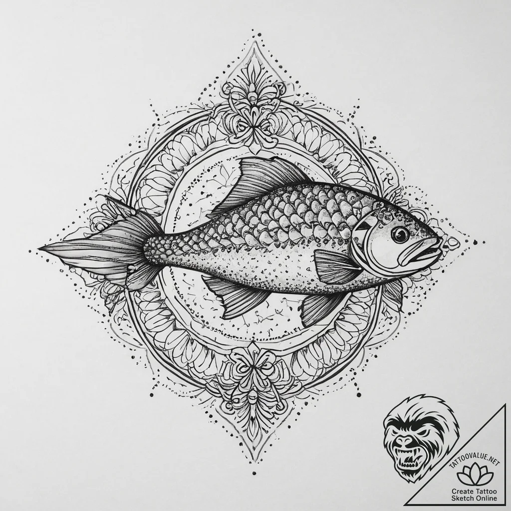 Tattoo sketch salmon, tattoo flash sheet desi... - tattoo sketch (№1757108225_0, 05.09.2025 21:37) — tattoovalue.net
