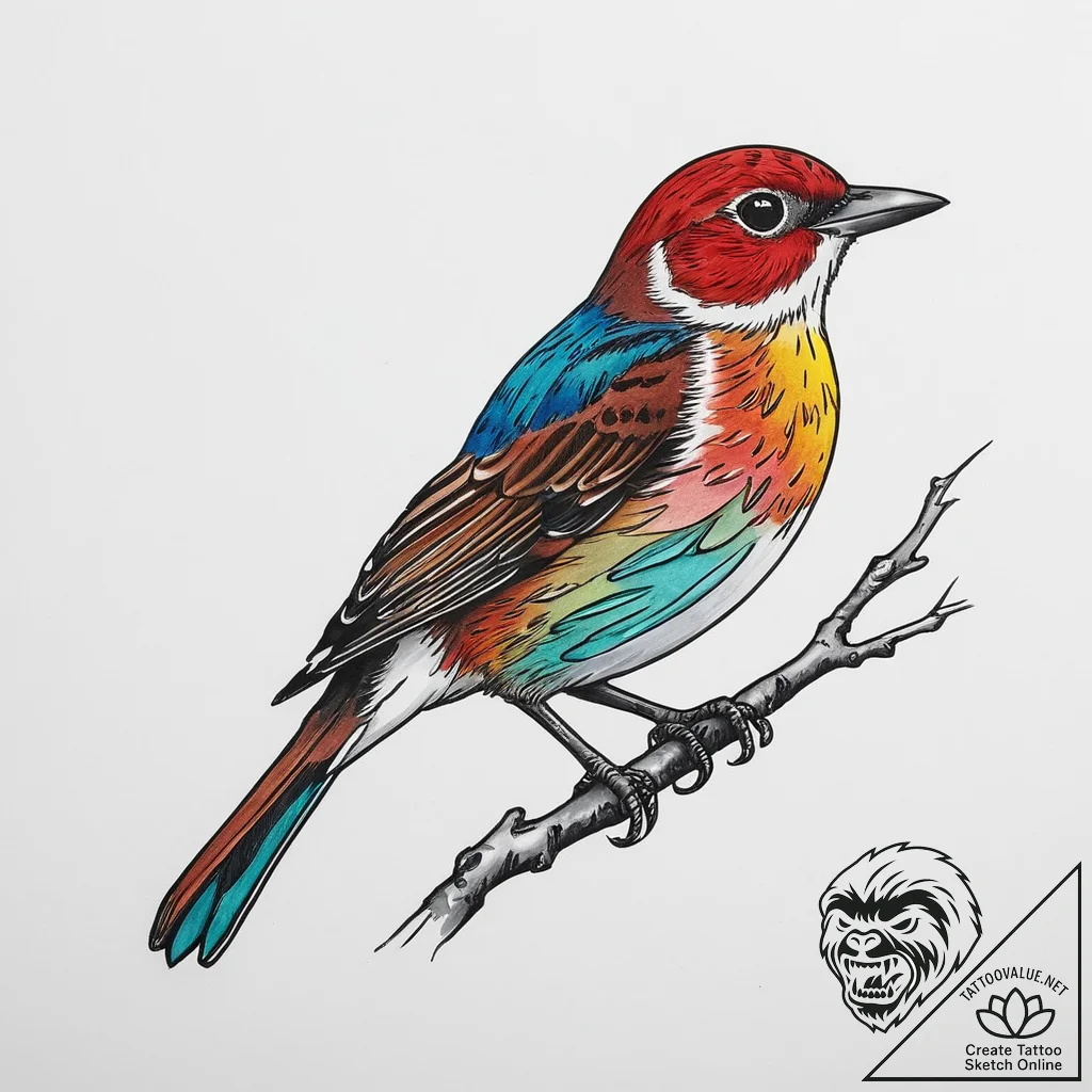 Tattoo sketch wood thrush, tattoo sketch desi... - tattoo sketch (№1757108424_0, 05.09.2025 21:40) — tattoovalue.net