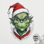 Tattoo sketch the grinch with a feather, ink… – tattoo sketch (№1757109029_0, 05.09.2025 21:50) — tattoovalue.net