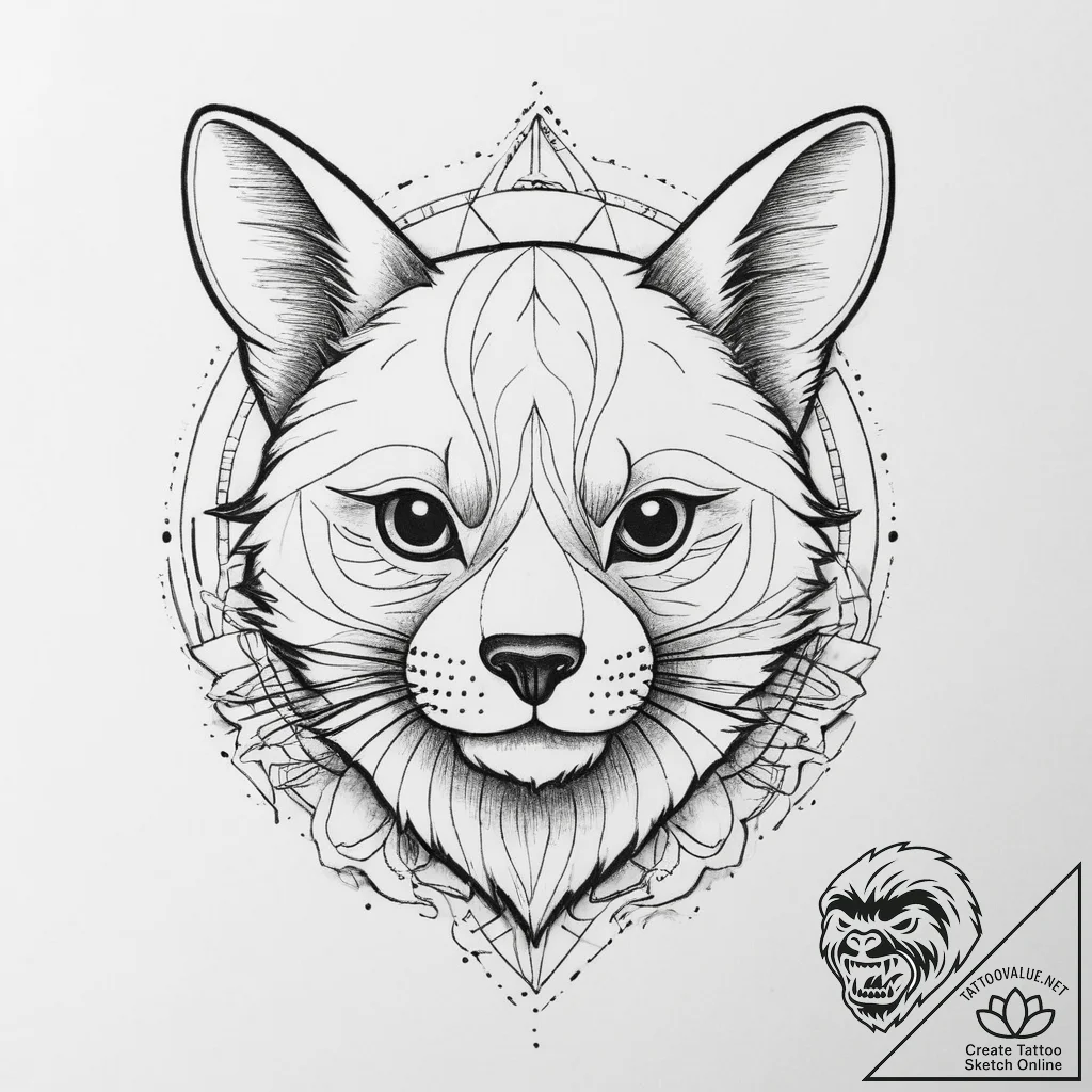 Tattoo sketch cute animal face, tattoo drawin... - tattoo sketch (№1757110036_0, 05.09.2025 22:07) — tattoovalue.net