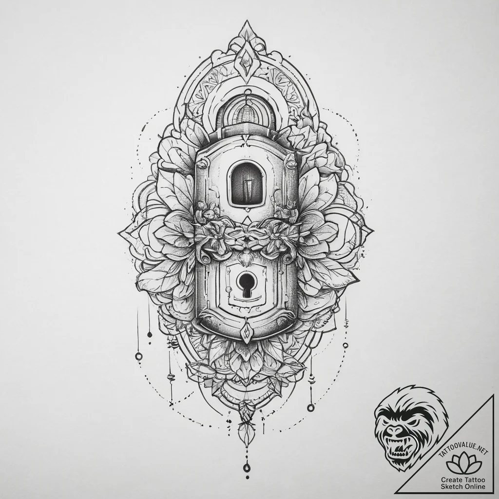 Tattoo sketch lock, tattoo sketch design, on... - tattoo sketch (№1757112051_0, 05.09.2025 22:40) — tattoovalue.net