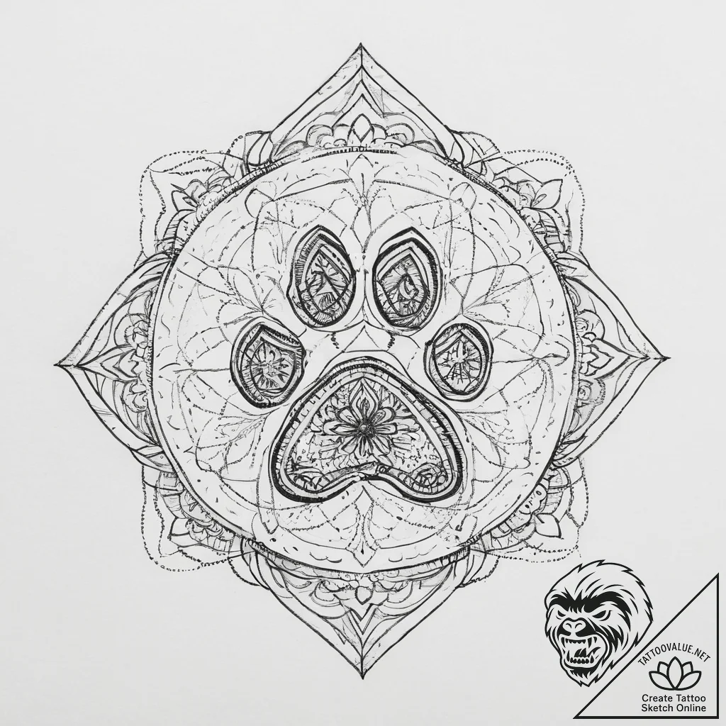 Tattoo sketch vet stethoscope and paw print,... - tattoo sketch (№1757113062_0, 05.09.2025 22:57) — tattoovalue.net