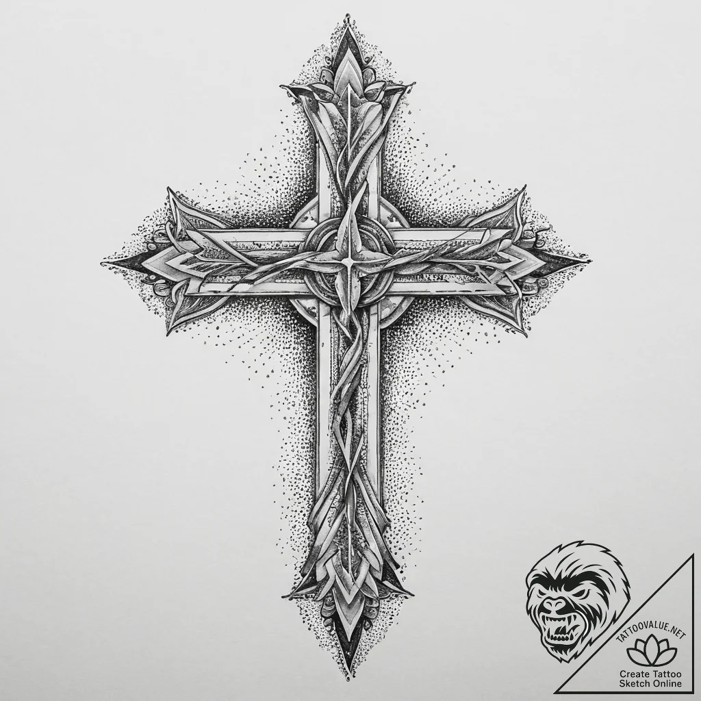 Tattoo sketch sacred representation, ink illu... - tattoo sketch (№1757119690_0, 06.09.2025 00:48) — tattoovalue.net