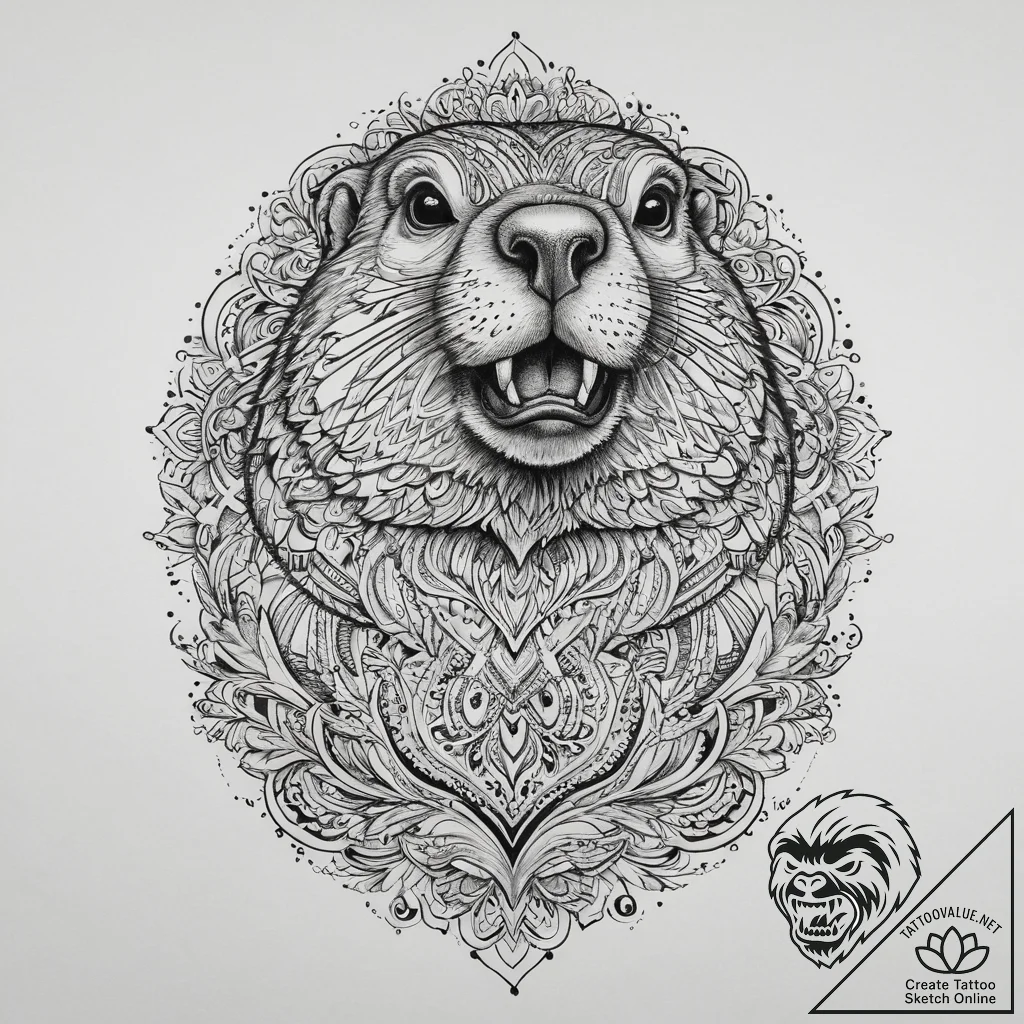 Tattoo sketch groundhog, concept art for tatt... - tattoo sketch (№1757120886_0, 06.09.2025 01:08) — tattoovalue.net