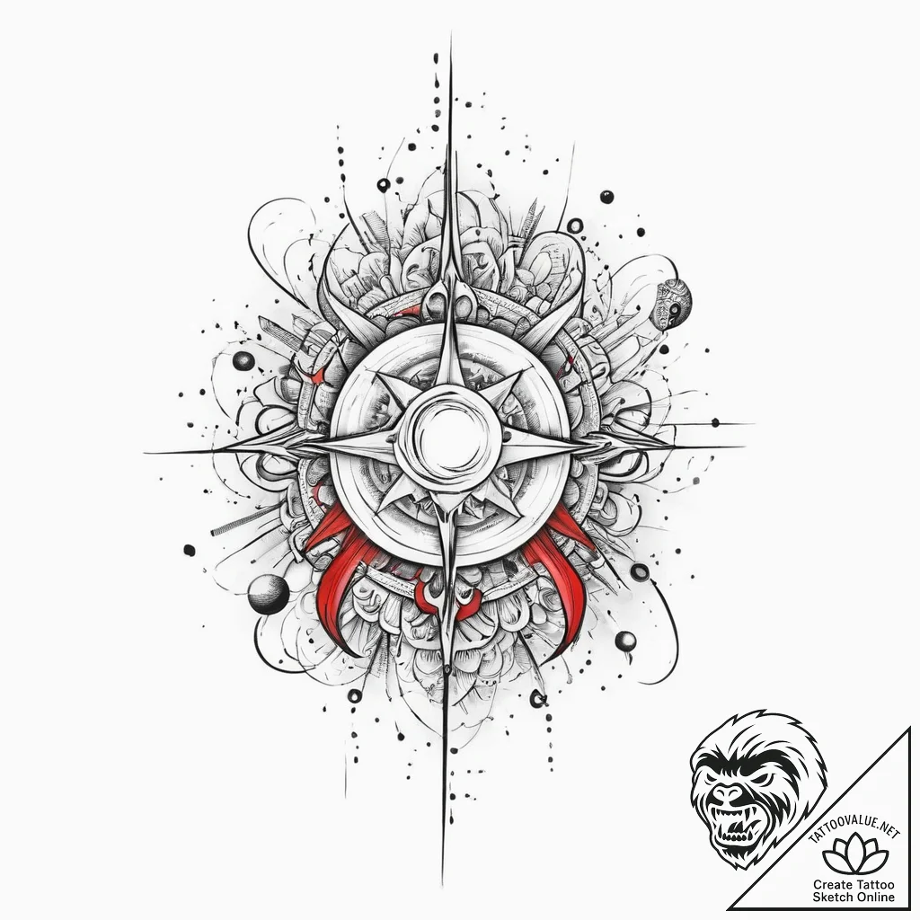 Tattoo sketch cosmic beginning, tattoo line a... - tattoo sketch (№1757123516_0, 06.09.2025 01:51) — tattoovalue.net