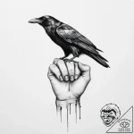 Tattoo sketch hands with a raven – tattoo sketch (№1757124517_0, 06.09.2025 02:08) — tattoovalue.net