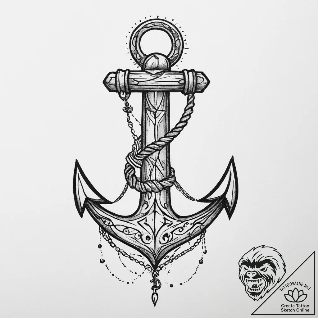 Tattoo sketch blessed anchor, tattoo line art... - tattoo sketch (№1757126516_0, 06.09.2025 02:41) — tattoovalue.net
