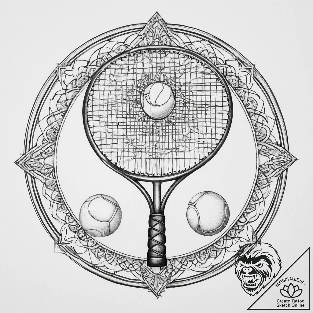 Tattoo sketch tennis tennis racket and ball,... - tattoo sketch (№1757127110_0, 06.09.2025 02:51) — tattoovalue.net