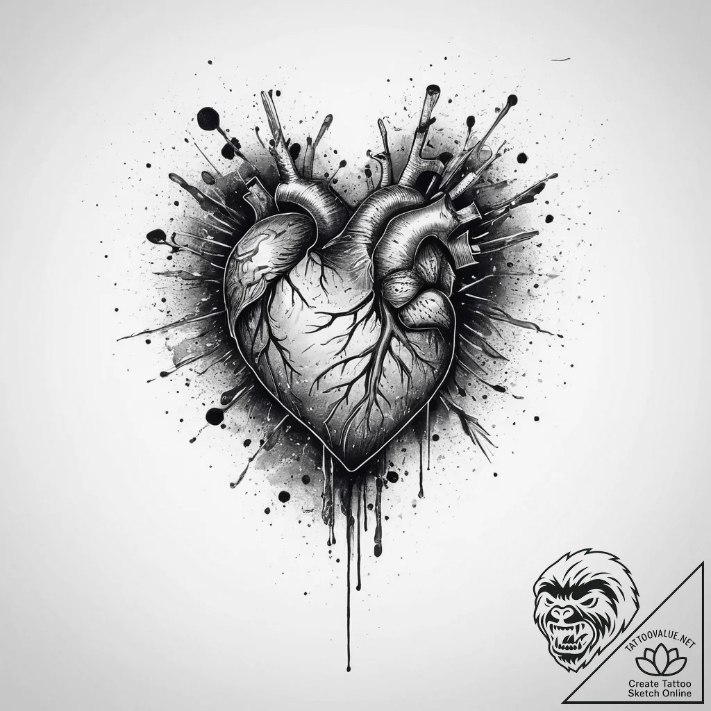 Tattoo sketch cosmic heart, ink illustration... - tattoo sketch (№1757127306_0, 06.09.2025 02:55) — tattoovalue.net