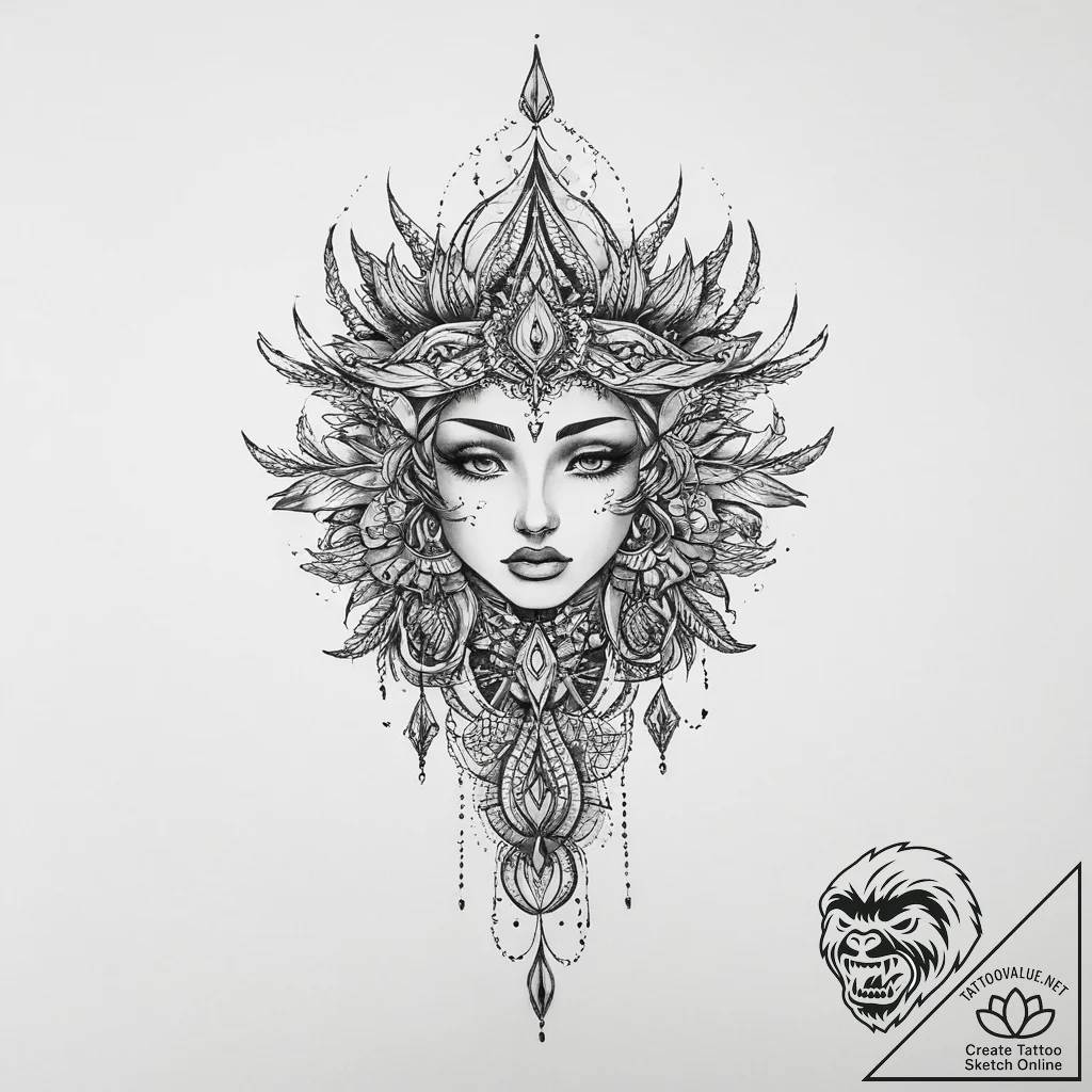 Tattoo sketch mystical essence, tattoo flash... - tattoo sketch (№1757127697_0, 06.09.2025 03:01) — tattoovalue.net
