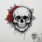 Tattoo sketch череп с розой, ink illustration… – tattoo sketch (№1757127894_0, 06.09.2025 03:04) — tattoovalue.net