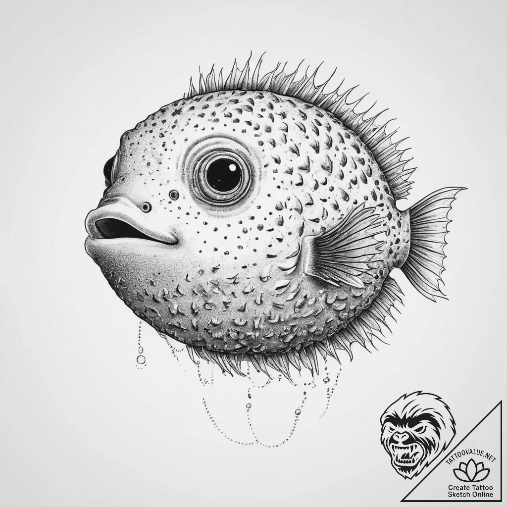 Tattoo sketch pufferfish, tattoo drawing outl... - tattoo sketch (№1757128090_0, 06.09.2025 03:08) — tattoovalue.net