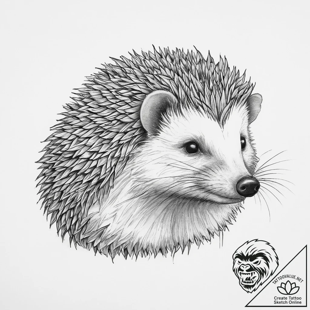 Tattoo sketch hedgehog, ink illustration for... - tattoo sketch (№1757128482_0, 06.09.2025 03:14) — tattoovalue.net