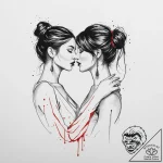 Tattoo sketch single line of a couple’s silho… – tattoo sketch (№1757128679_0, 06.09.2025 03:17) — tattoovalue.net