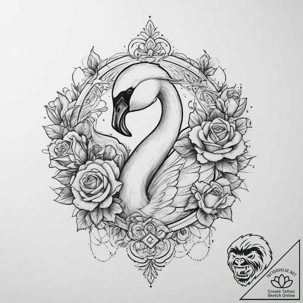 Tattoo sketch swan tattoo, concept art for ta... - tattoo sketch (№1757129466_0, 06.09.2025 03:31) — tattoovalue.net