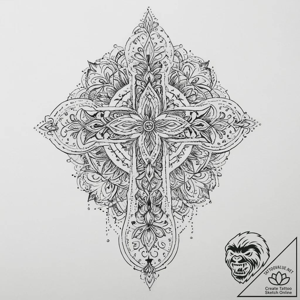 Tattoo sketch slavic embroidery pattern with... - tattoo sketch (№1757132020_0, 06.09.2025 04:13) — tattoovalue.net