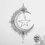 Tattoo sketch star and crescent – tattoo sketch (№1757133988_0, 06.09.2025 04:46) — tattoovalue.net