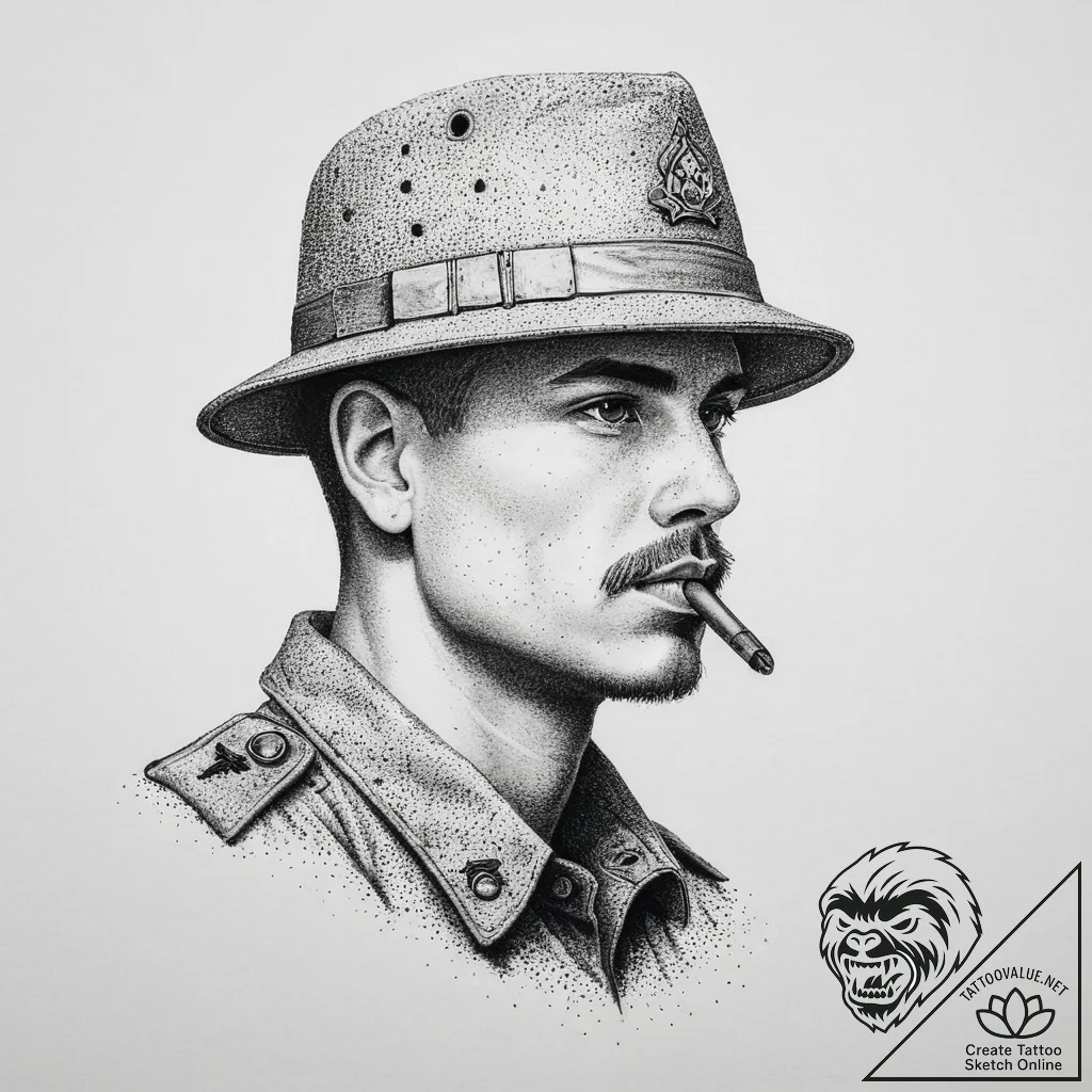 Tattoo sketch soldier with a pen, tattoo draw... - tattoo sketch (№1757134380_0, 06.09.2025 04:53) — tattoovalue.net