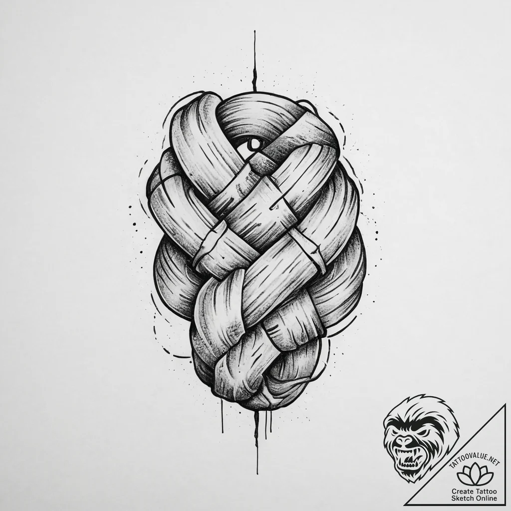 Tattoo sketch hands with a knot, artistic tat... - tattoo sketch (№1757134773_0, 06.09.2025 04:59) — tattoovalue.net