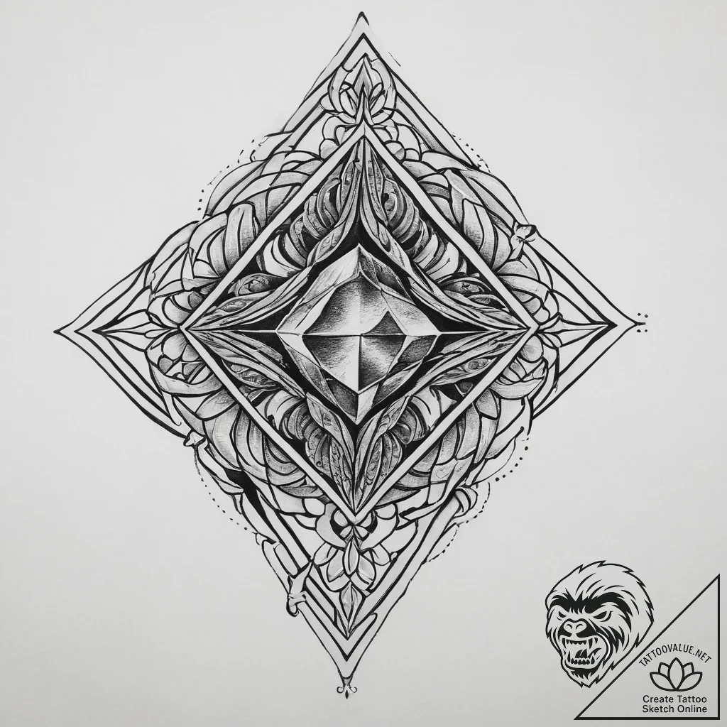 Tattoo sketch diamond, ink illustration for t... - tattoo sketch (№1757135752_0, 06.09.2025 05:15) — tattoovalue.net