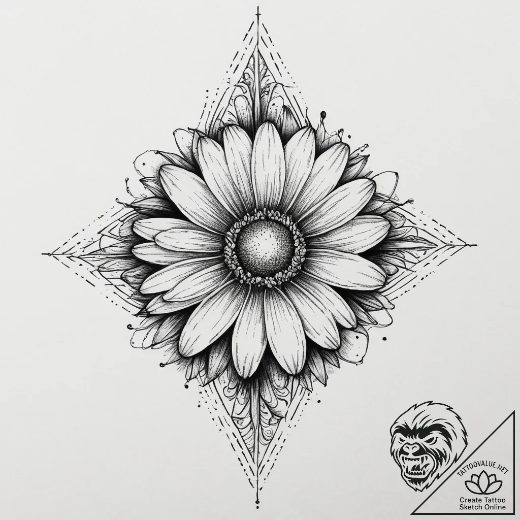 Tattoo sketch узор в виде ромашки, tattoo lin... - tattoo sketch (№1757135948_0, 06.09.2025 05:19) — tattoovalue.net