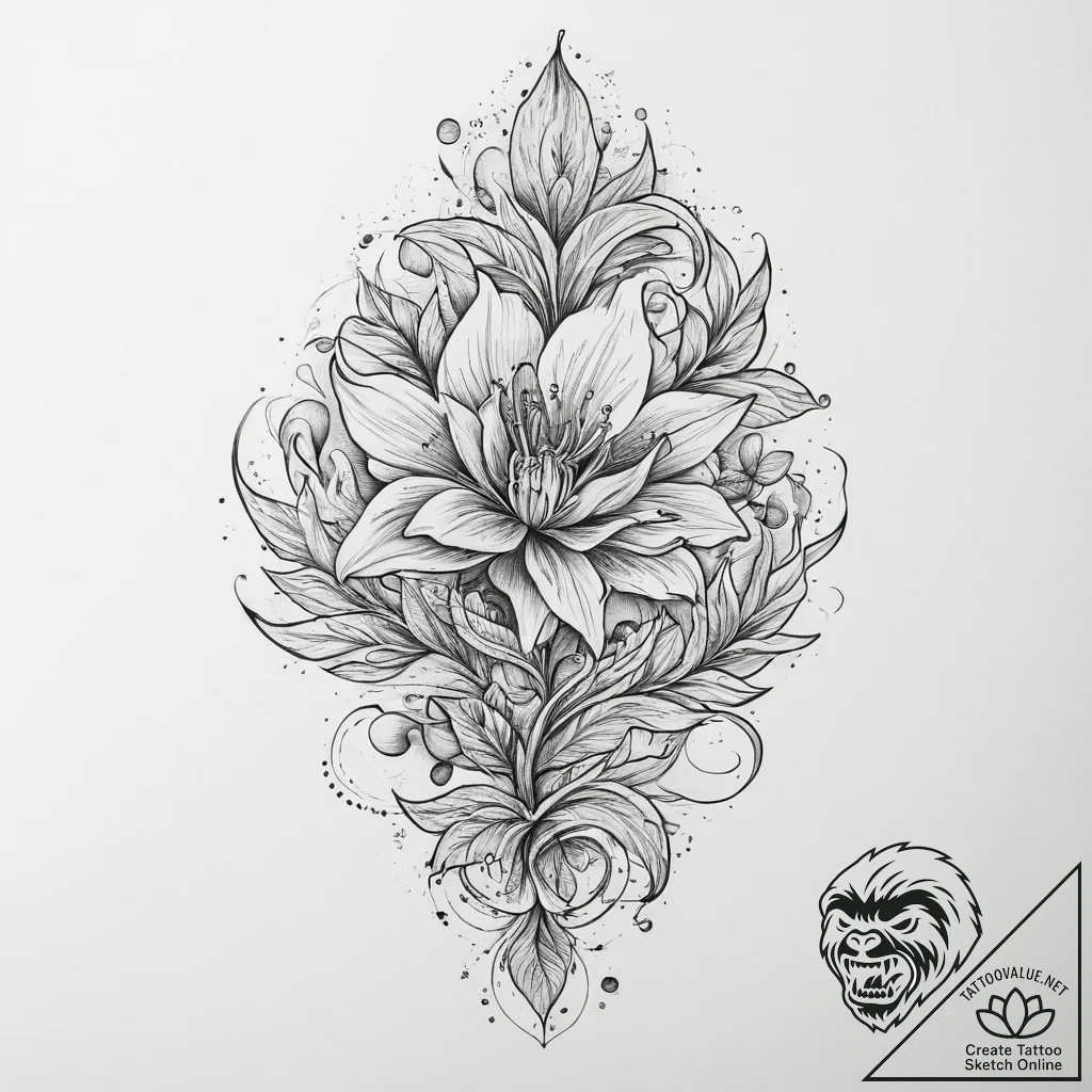 Tattoo sketch magical plant with sparkles, co... - tattoo sketch (№1757138299_0, 06.09.2025 05:58) — tattoovalue.net