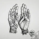 Tattoo sketch hands with a letter, tattoo lin… – tattoo sketch (№1757139872_0, 06.09.2025 06:24) — tattoovalue.net
